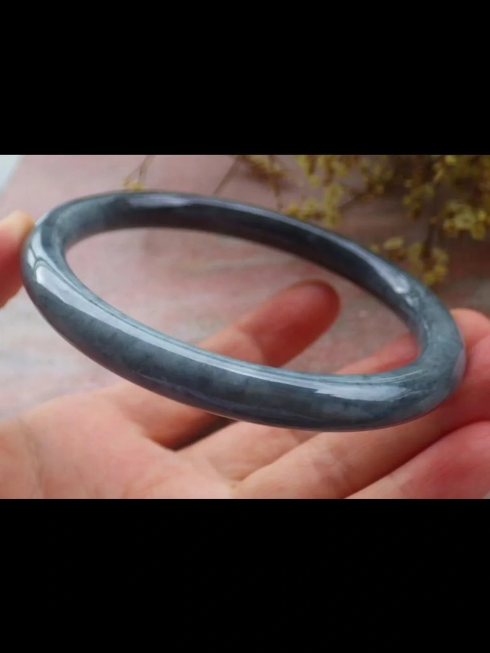 Elegant black dark gray bangle Certificate Jadeite bracelet 68mm 8.25inches